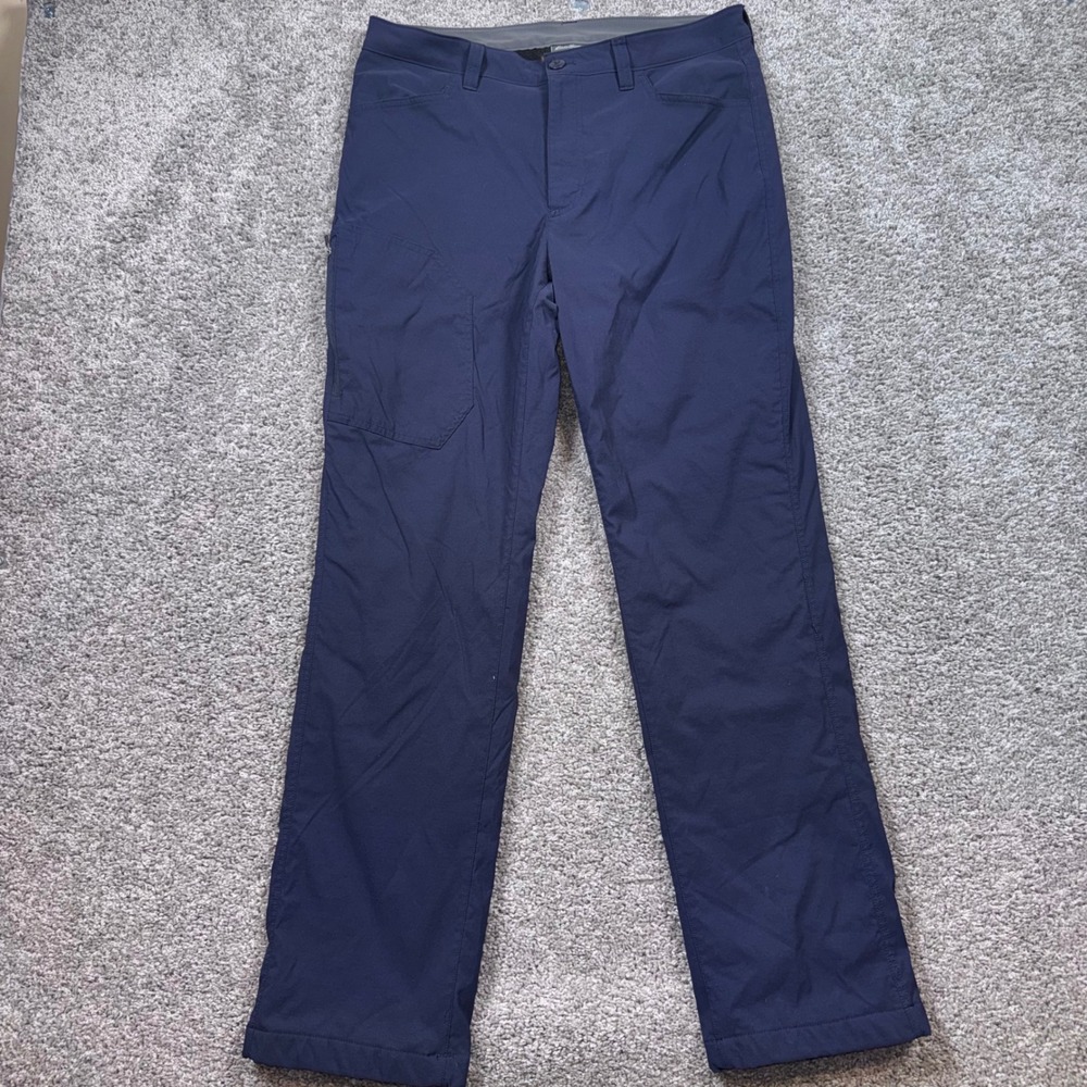 Eddie Bauer Fleece Lined Tech Pant Mens Stretch Navy Blue 34x32 Excellent